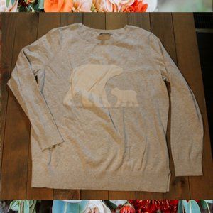 LOFT Lightweight light gray sweater with white Polar Bears – size L